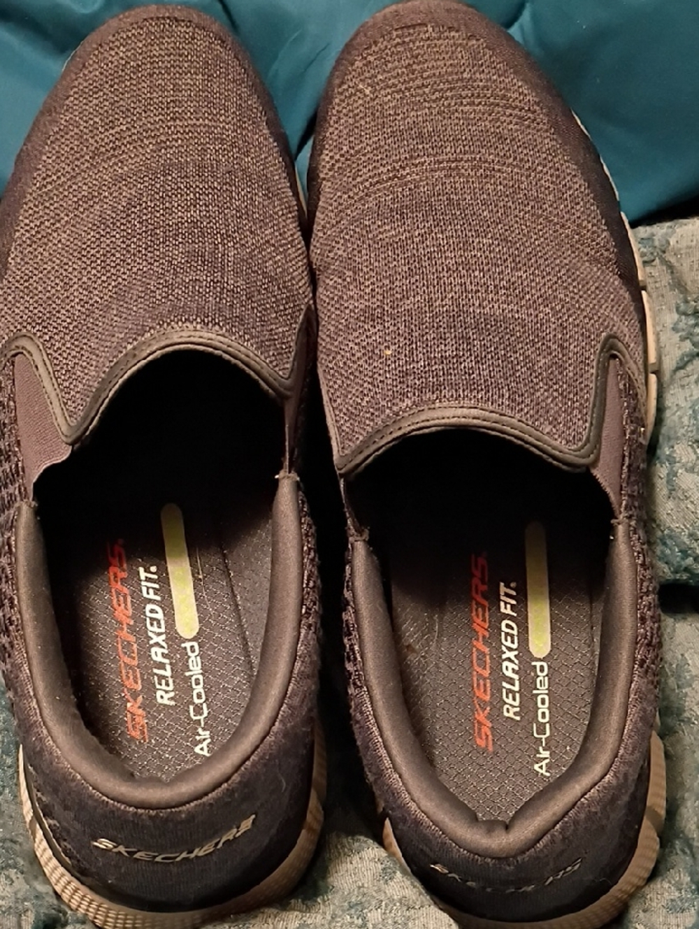 Skechers Men's Slip-On Relaxed Fit Knit Loafers in Blue